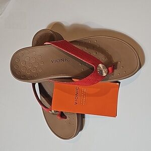 Vionic Women's Pacific Pilar Wedge Sandal - Cherry size 9